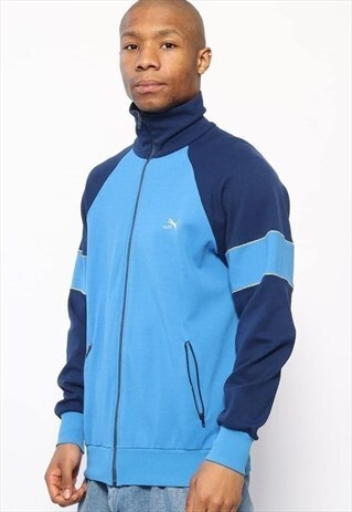VINTAGE PUMA LOGO TRACK JACKET BLUE