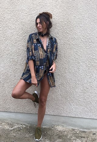 PATTERNED OVERSIZED RETRO VINTAGE UNISEX FESTIVAL SHIRT