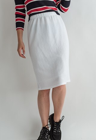 VINTAGE 80S PENCIL CIGARETTE SKIRT IN WHITE