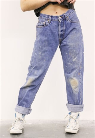 LEVI'S VINTAGE 501 BLUE PAINT MOM JEANS