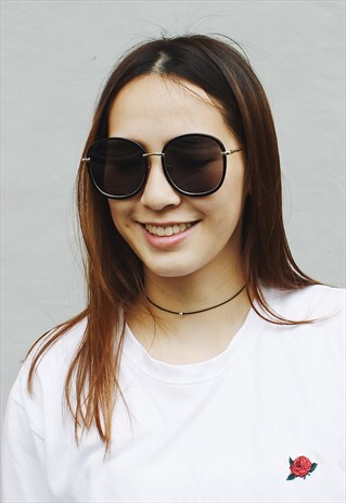SQUARE OVERSIZED SUNGLASSES - BLACK