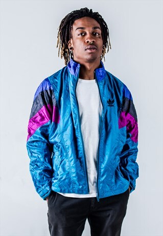VINTAGE 90S ADIDAS TRACK TOP IN BLUE AND PURPLE