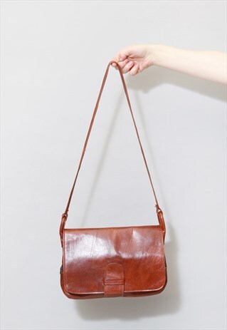 VINTAGE 1970'S BROWN LEATHER SHOULDER BAG