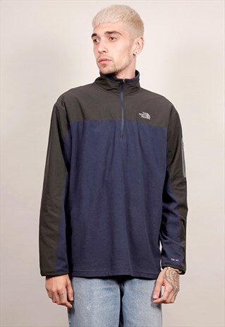 VINTAGE 90'S THE NORTH FACE NAVY BLUE ZIP UP FLEECE SWEATER