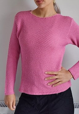Vintage Y2K Long Sleeve Knitted Jumper Pink 