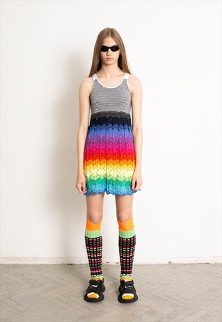 VINTAGE 90S CROCHET DRESS RAINBOW
