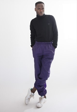 80S PURPLE SHELL SUIT SPORTS PANTS