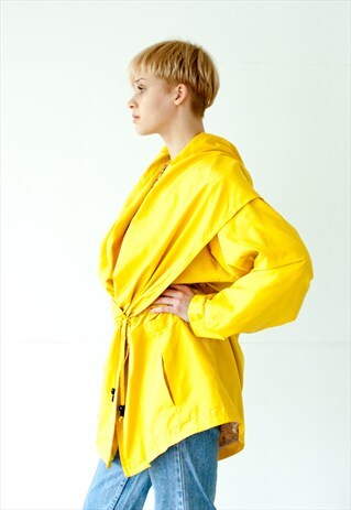 VINTAGE RETRO YELLOW RAIN COAT JACKET