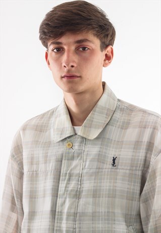 VINTAGE YVES SAINT LAURENT YSL HARRINGTON 90S WHITE GREEN