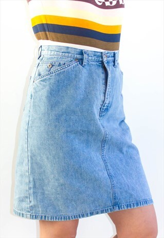 VINTAGE HIGH WAIST STONEWASH DENIM PENCIL SKIRT