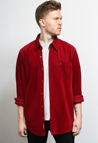 VINTAGE CORDUROY CORD SHIRT RED