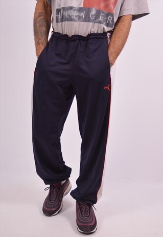 PUMA MENS VINTAGE TRACKSUIT TROUSERS XL BLUE 90S
