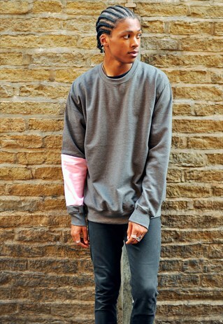 CHARCOAL OVERSIZED PINK PANEL WINTER WARM JUMPER