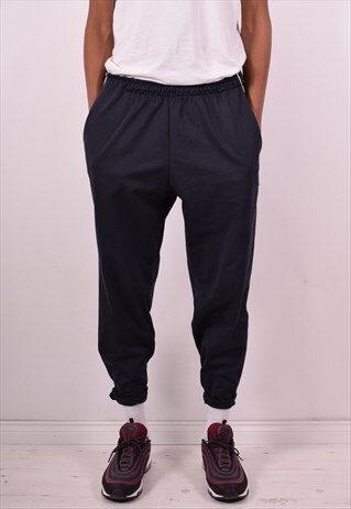 DIADORA MENS VINTAGE TRACKSUIT TROUSERS W38 L29 BLACK 90S