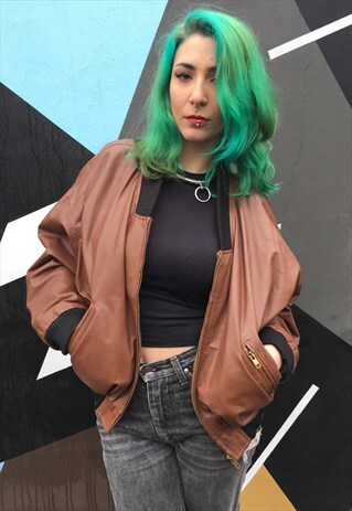 VINTAGE BROWN LEATHER BOMBER JACKET