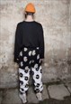 DAISY FLEECE JOGGERS DETACHABLE HANDMADE FLORAL OVERALLS