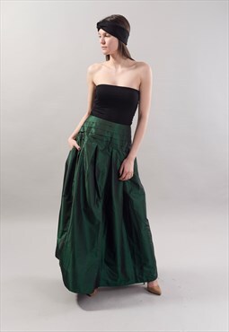 Lovely Green Long Maxi Skirt/ High or Low Waist F1819