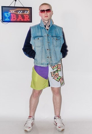 VINTAGE 90-Y2K FESTIVAL DENIM GILET IN LIGHT BLUE