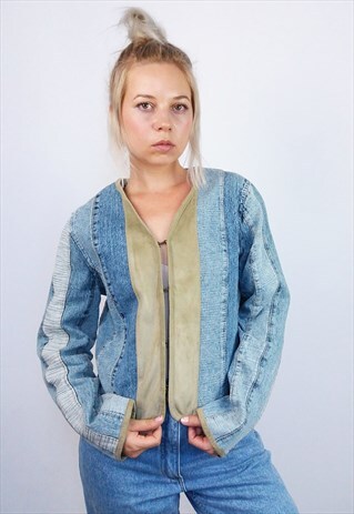 VINTAGE 80'S STYLE CROPPED DENIM JACKET/BLAZER