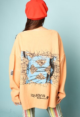 VINTAGE 90'S RETRO RAVE LOGO OVERSIZED SWEATSHIRT JUMPER