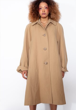 VINTAGE 80S AQUASCUTUM BEIGE WOOL COAT ID:5265