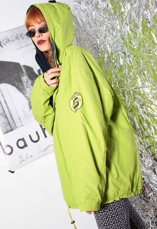 POLARTEC SKI GRUNGE 90S NEON PULLOVER WINTER HOODIE JACKET