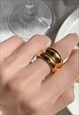  GOLD CHUNKY DOUBLE BARREL DOME STATEMENT RING