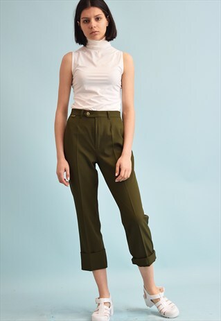 90'S RETRO SHORT CLASSIC CUT REGULAR WAIST TAPERED TROUSERS