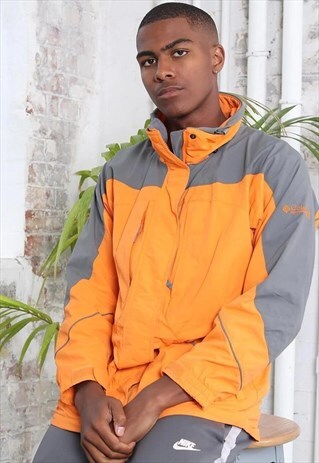 VINTAGE COLOMBIA SLEEVE LOGO JACKET ORANGE GREY