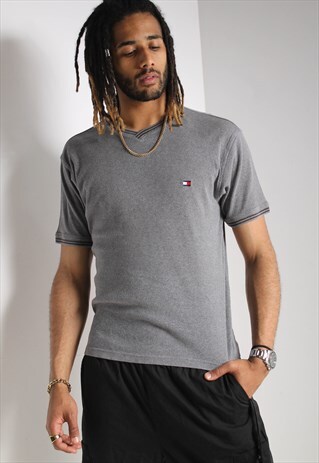 VINTAGE TOMMY HILFIGER WAFFLE T-SHIRT GREY