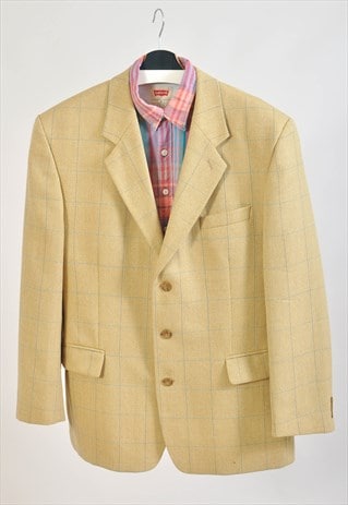 VINTAGE 90S PLAID BLAZER JACKET IN YELLOW 