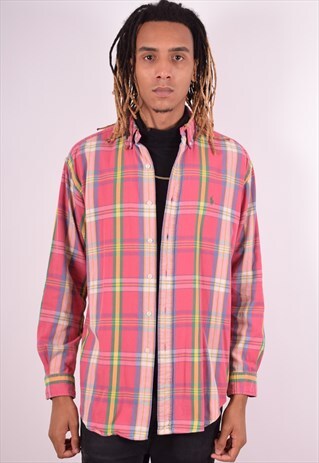 RALPH LAUREN MENS VINTAGE SHIRT MEDIUM MULTI CHECK 90S
