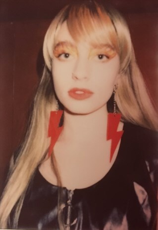 RED BOWIE BOLT EARRINGS
