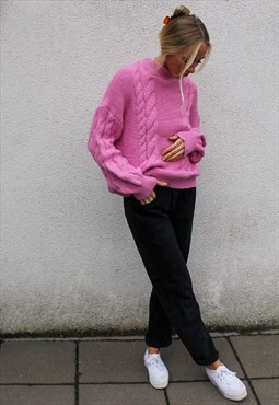 Pink Chunky Cable Knit Jumper