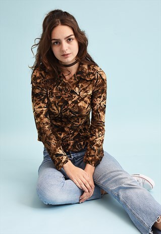 90'S RETRO Y2K ABSTRACT PATTERN KITSCH LYCRA PARTY TOP