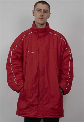VINTAGE 90'S CHAMPION SUPER OVERSIZED RED PADDED COAT