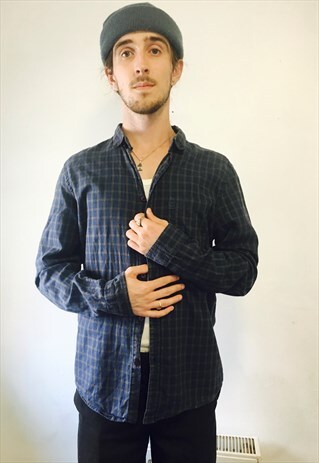VINTAGE PRINT PATTERN CHECK COTTON SHIRT