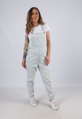 VINTAGE HOLLISTER DENIM DUNGAREES TAPERED UK 10 - 12 (K4H)
