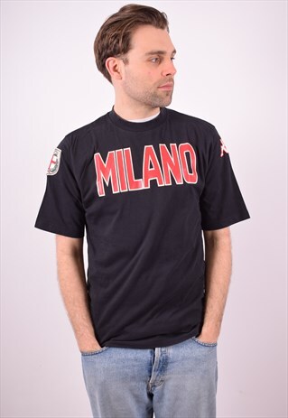 KAPPA MENS VINTAGE T-SHIRT TOP LARGE BLACK 90S