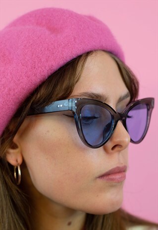 OVERSIZED BLUE CAT EYE SUNGLASSES
