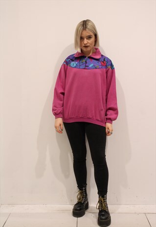 PINK FLEECE WITH PRINTED PANELS