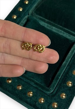 Vintage Dior earrings gold tone CD monogram studs