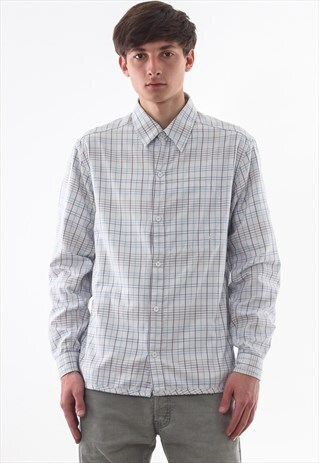 VINTAGE NIKE ACG WHITE BLUE CHECKED LONG SLEEVE