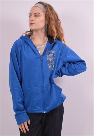 NIKE WOMENS VINTAGE HOODIE JUMPER XL BLUE 90S