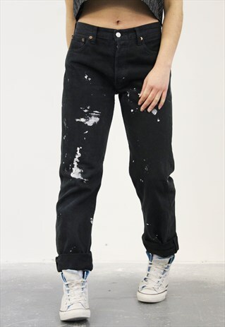 VINTAGE LEVI'S 501 BLACK PAINT MOM JEANS