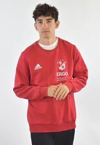 VINTAGE 90S RED ADIDAS CREW NECK SWEATSHIRT