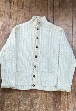Vintage GAP Cream Aran Cable Knit Wool Cardigan