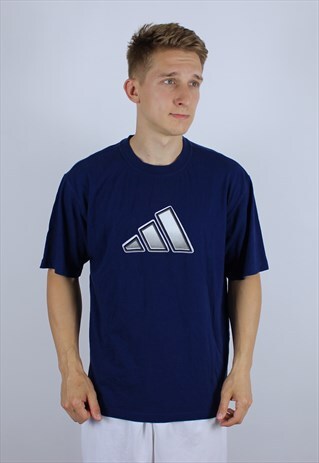 VINTAGE ADIDAS BIG LOGO MENS T-SHIRT TOP 90S