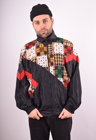 MENS VINTAGE TRACKSUIT TOP JACKET XL MULTI 90S