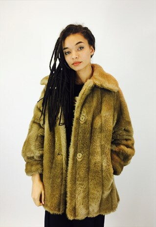 VINTAGE 80S FAUX FUR COAT